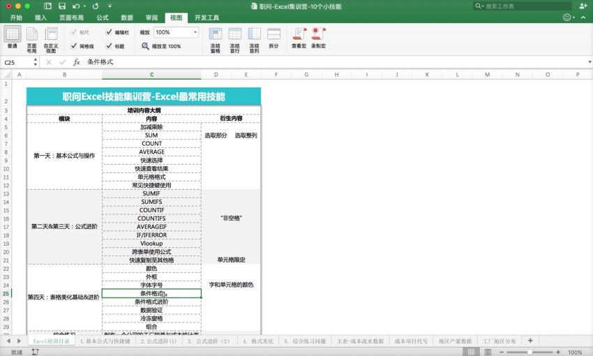 Excel技能集训营视频课程 百度网盘(4.46G)